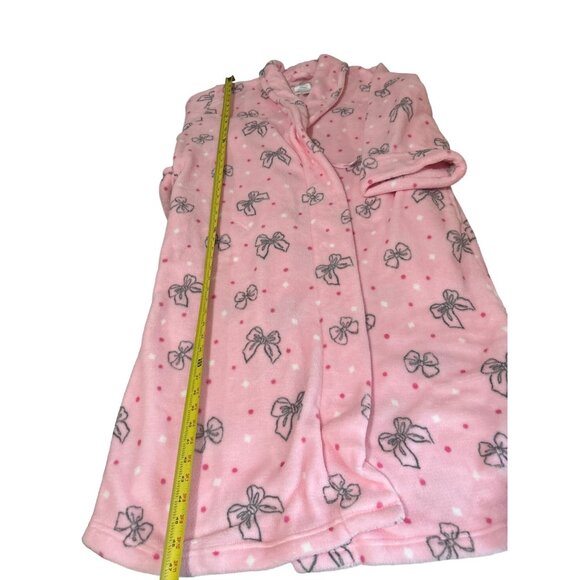 Oscar De La Renta Pink Bow Print Plush Robe L/XL - Picture 7 of 8
